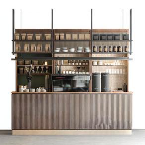 现代咖啡厅工作台 咖啡收银台 备餐台